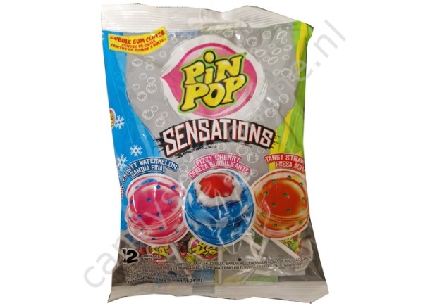 Aldor Pin Pop Chewing Gum Sensations (watermelon, cherry, strawberry) 12pcs. 192gr.