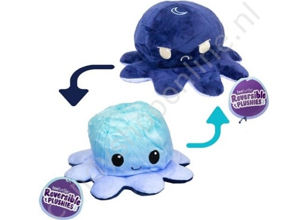 Pluche Octopus (omkeerbaar) 15x8cm. met snoepzak
