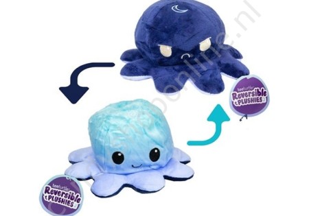 Pluche Octopus (omkeerbaar) 15x8cm. met snoepzak
