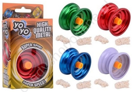 Yoyo Jojo Staal in doos incl. extra touwtje 7,5x4,5x14cm. met snoepzak