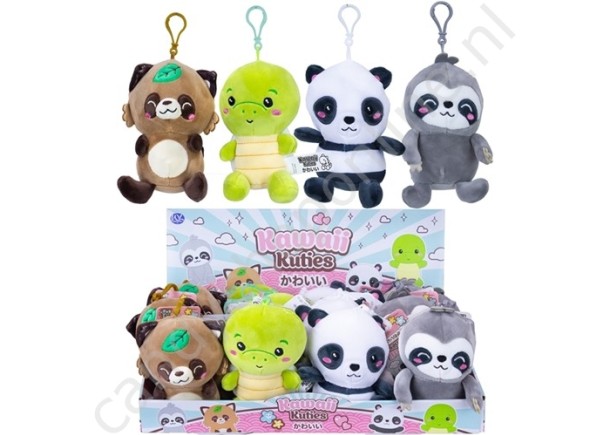 Kawaii Kuties Pluche Bagclip Assorti 12,5cm. met snoepzak
