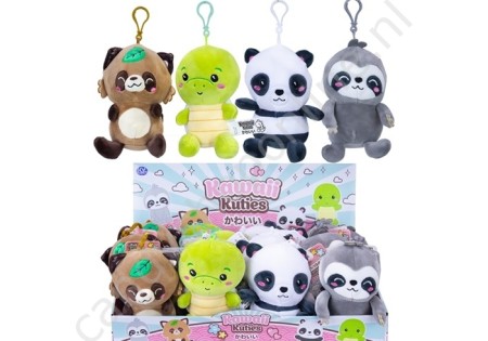 Kawaii Kuties Pluche Bagclip Assorti 12,5cm. met snoepzak