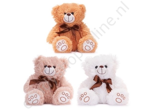 Pluche Beer Thomas met Strik assorti 20cm..met snoepzak