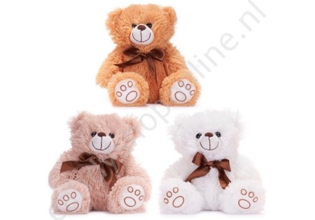 Pluche Beer Thomas met Strik assorti 20cm..met snoepzak