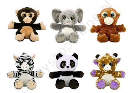 Pluche Wildlife Zittend assorti 20cm..met snoepzak