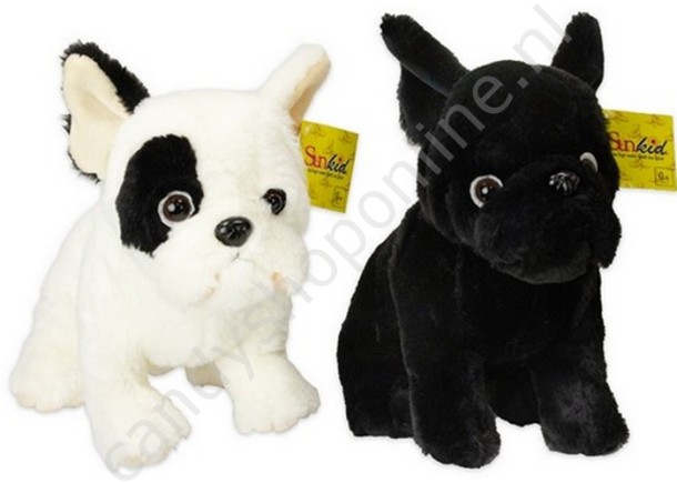 Sunkid Pluche Buldog assorti 35cm..met snoepzak
