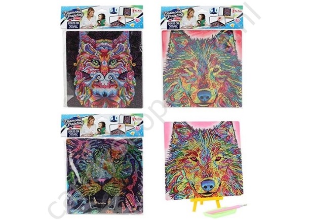 Diamond Painting Xtra Glans Dieren assorti 20x26cm. met snoepzak