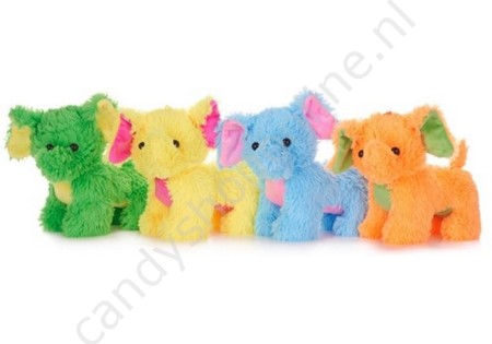 Pluche Olifant felgekleurd assorti 25cm..met snoepzak