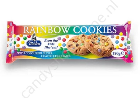 Merba Rainbow Cookies with colourful sugar coating chocolate 150gr.