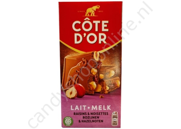 Côte d'Or  Melkchocolade met Hazelnoten & Rozijnen 180gr.