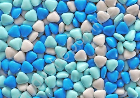 Vanestra Chocolade Drageehartjes blauw/wit/turquoise 200gr.