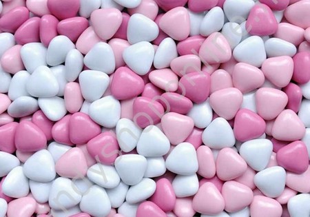 Vanestra Chocolade Drageehartjes roze/wit/fuchia 250gr.