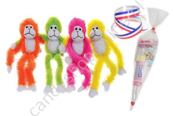 Pluche Aapje 33cm. met snoepzak