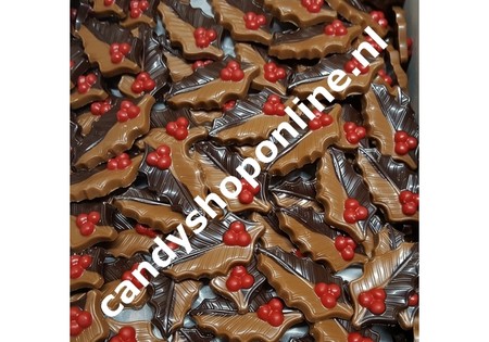 Hulstblaadjes melk/puur Bakje 17 stuks