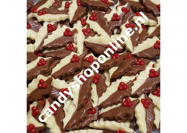 Hulstblaadjes melk/wit Bakje 17 stuks