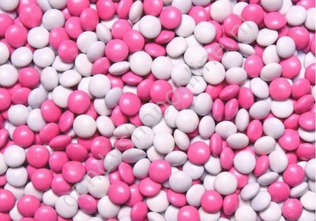 Chocolade mini smarties roze/wit