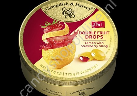 Cavendish & Harvey Double Fruit Drops Lemon with Strawberry filling 175gr.