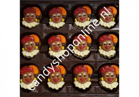 Sintchocolade Pietenkop2 melk Bakje 7 stuks