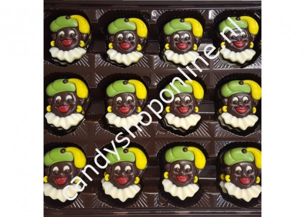 Sintchocolade Pietenkop2 puur Bakje 7 stuks