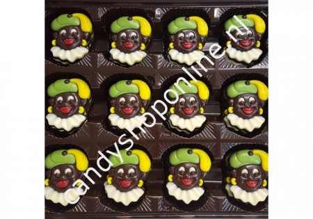 Sintchocolade Pietenkop2 puur Bakje 7 stuks