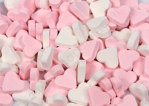 Pepermunt hartjes roze/wit 250gr.